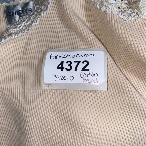 Chico's Top Womens 0 Camisole Lace Sleeves Strap Scoop Neck Ribbed Knit Solid - Picture 11 of 11